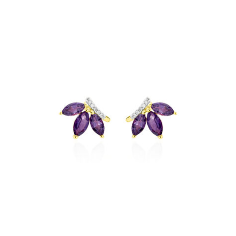 Boucles D'oreilles Puces Augustina Or Jaune Amethyste Oxyde - Puces Femme | Marc Orian
