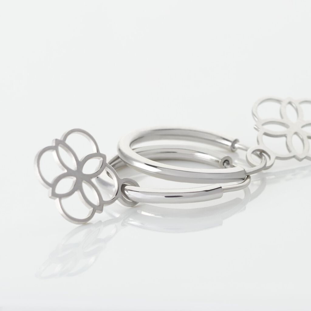 Creoles Elvyn Argent Blanc - Boucles d'oreilles Créoles Femme | Marc Orian