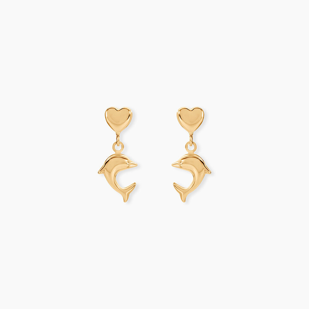 Boucles D'oreilles Pendantes Fulvie Coeurs Et Dauphin Or Jaune - Pendantes Femme | Marc Orian