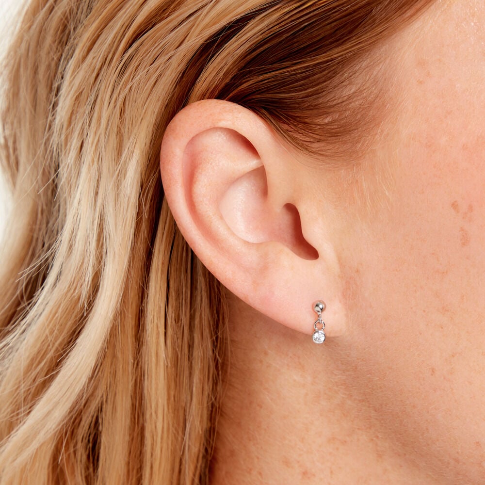Boucles D'Oreilles Pendantes Fishke Argent Blanc Oxyde De Zirconium - Pendantes Femme | Marc Orian