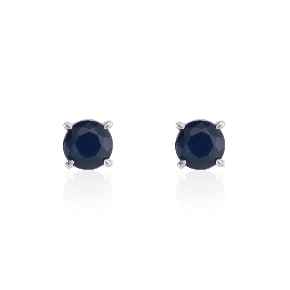 Boucles D'oreilles Puces Or Blanc Zubin Saphir - Puces Femme | Marc Orian