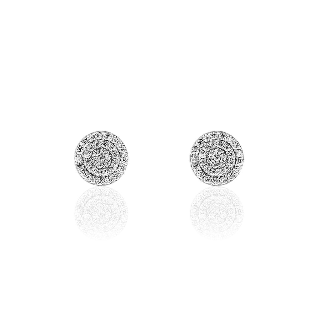 Boucles D'oreilles Puces Classic Or Blanc Oxyde De Zirconium - Puces Femme | Marc Orian