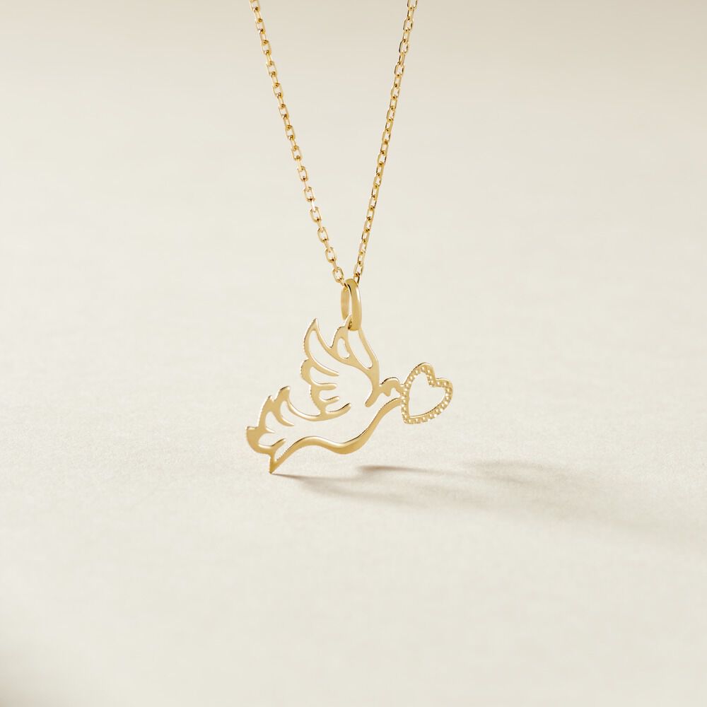 Pendentif Guecha Colombe Et Coeur Or Jaune - Pendentifs Femme | Marc Orian