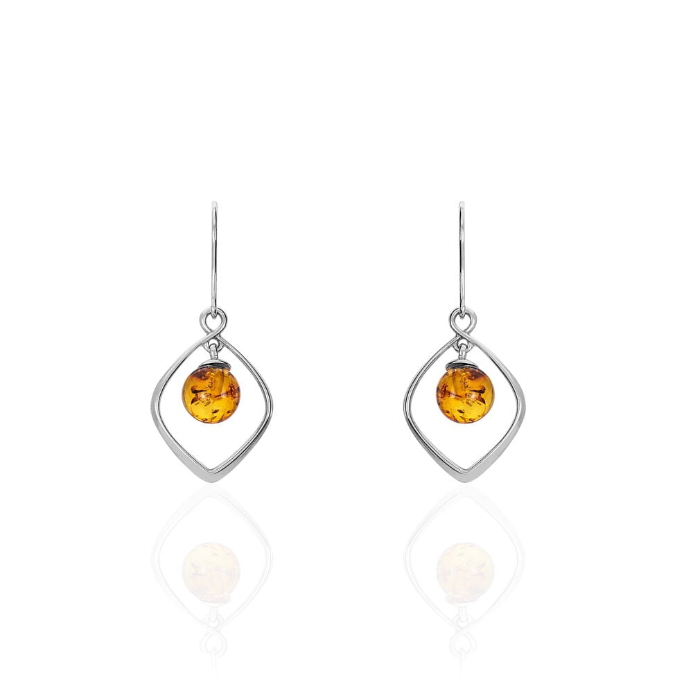 Boucles D'oreilles Pendantes Iva Argent Blanc Ambre - Pendantes Femme | Marc Orian