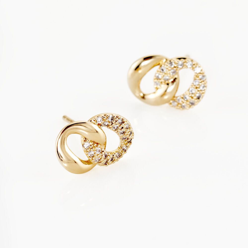 Boucles D'oreilles Puces Plaqu&eacute; Or Jaune Amato Oxydes De Zirconium - Puces Femme | Marc Orian