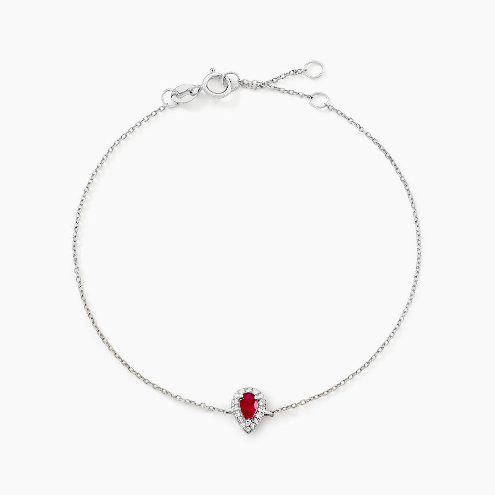 Bracelet Juliettina Or Blanc Rubis Et Diamant - Bracelets chaînes Femme | Marc Orian
