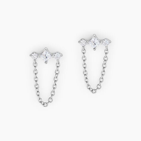 Bijoux D'oreilles Desert Argent Blanc Oxyde De Zirconium - Piercings d'oreilles Femme | Marc Orian