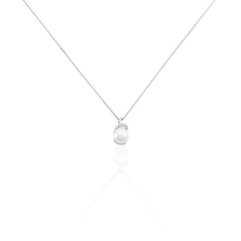 Collier Verica Or Blanc Perle De Culture Et Diamant - Colliers avec pierres Femme | Marc Orian