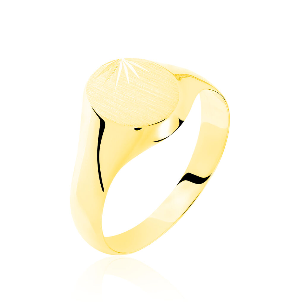 Chevalière Deimos Ovale Diamantee Soleil Or Jaune - Bijoux personnalisés Homme | Marc Orian