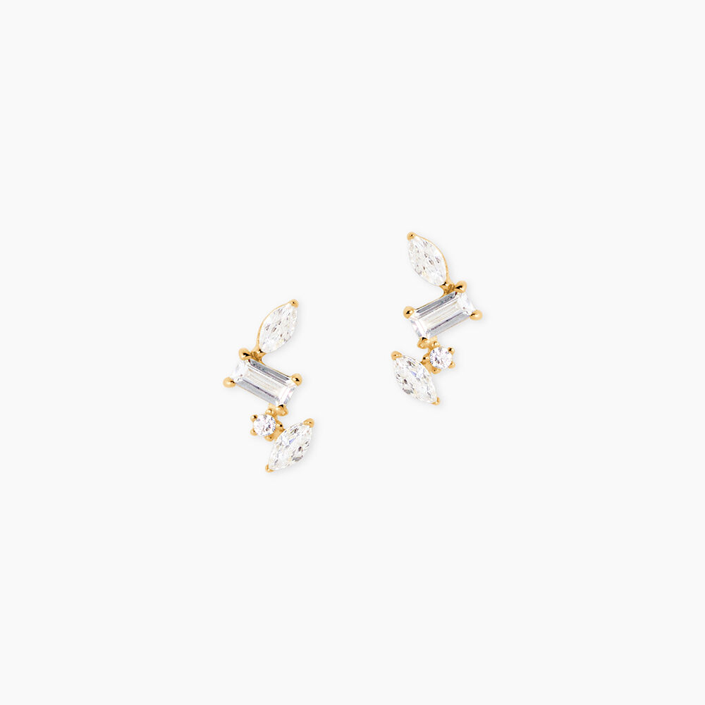 Boucles D'Oreilles Puces Dionysus Or Jaune Oxyde De Zirconium - Puces Femme | Marc Orian