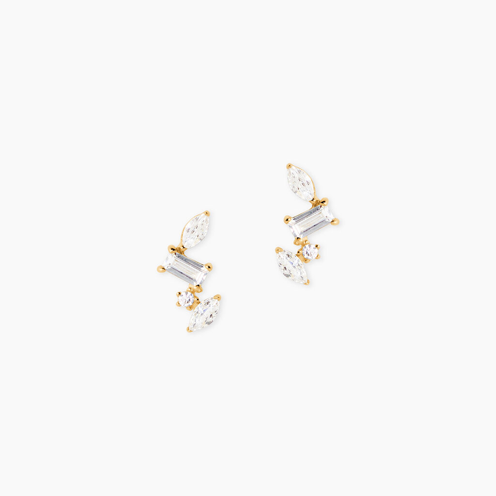 Boucles D'Oreilles Puces Dionysus Or Jaune Oxyde De Zirconium - Puces Femme | Marc Orian