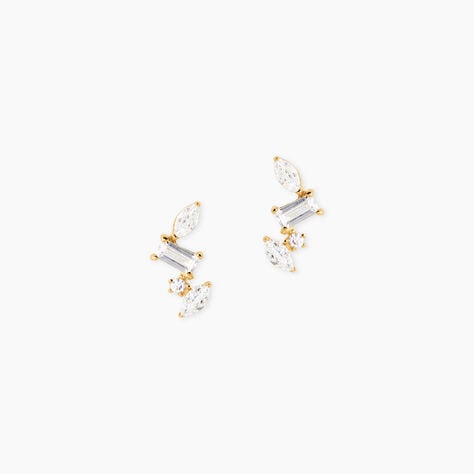 Boucles D'Oreilles Puces Dionysus Or Jaune Oxyde De Zirconium - Puces Femme | Marc Orian