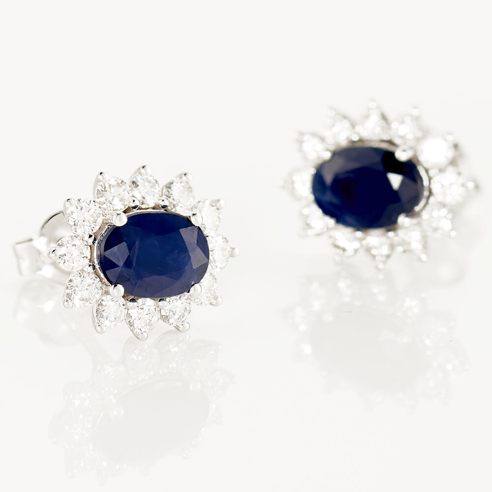 Boucles D'oreilles Or Blanc Saphir Diamants -  Femme | Marc Orian