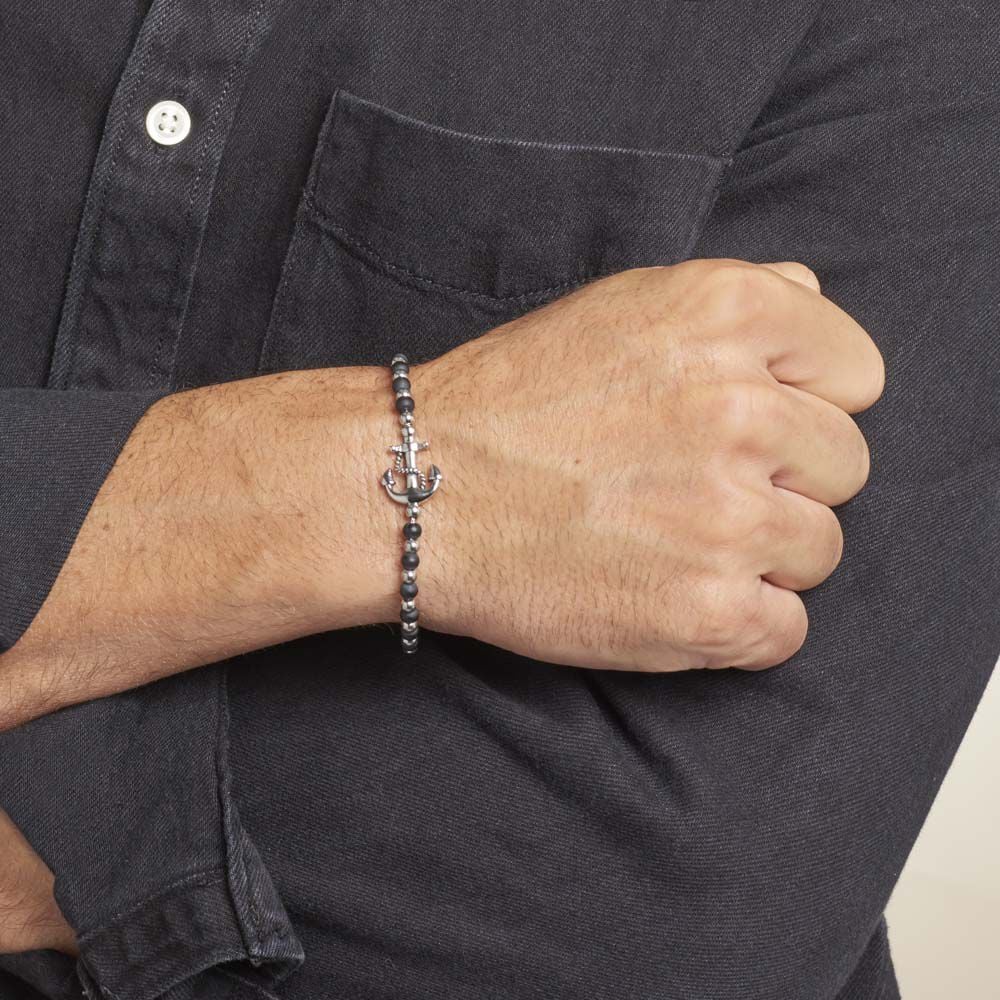 Bracelet Arris Acier Blanc Onyx - Bracelets chaînes Homme | Marc Orian
