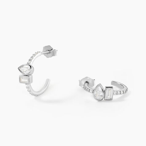 Créoles Dua Argent Blanc Oxyde De Zirconium - Créoles Femme | Marc Orian