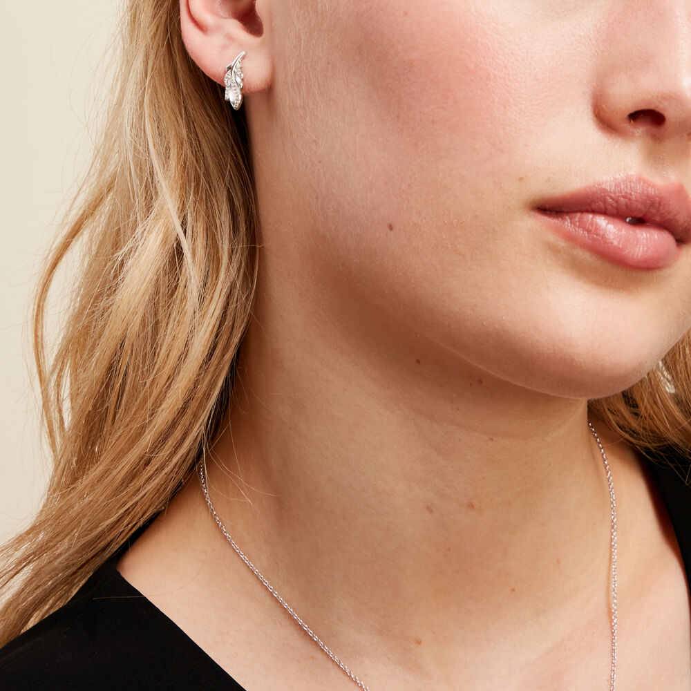 Boucles D'oreilles Puces Isae Argent Blanc Oxyde De Zirconium - Puces Femme | Marc Orian
