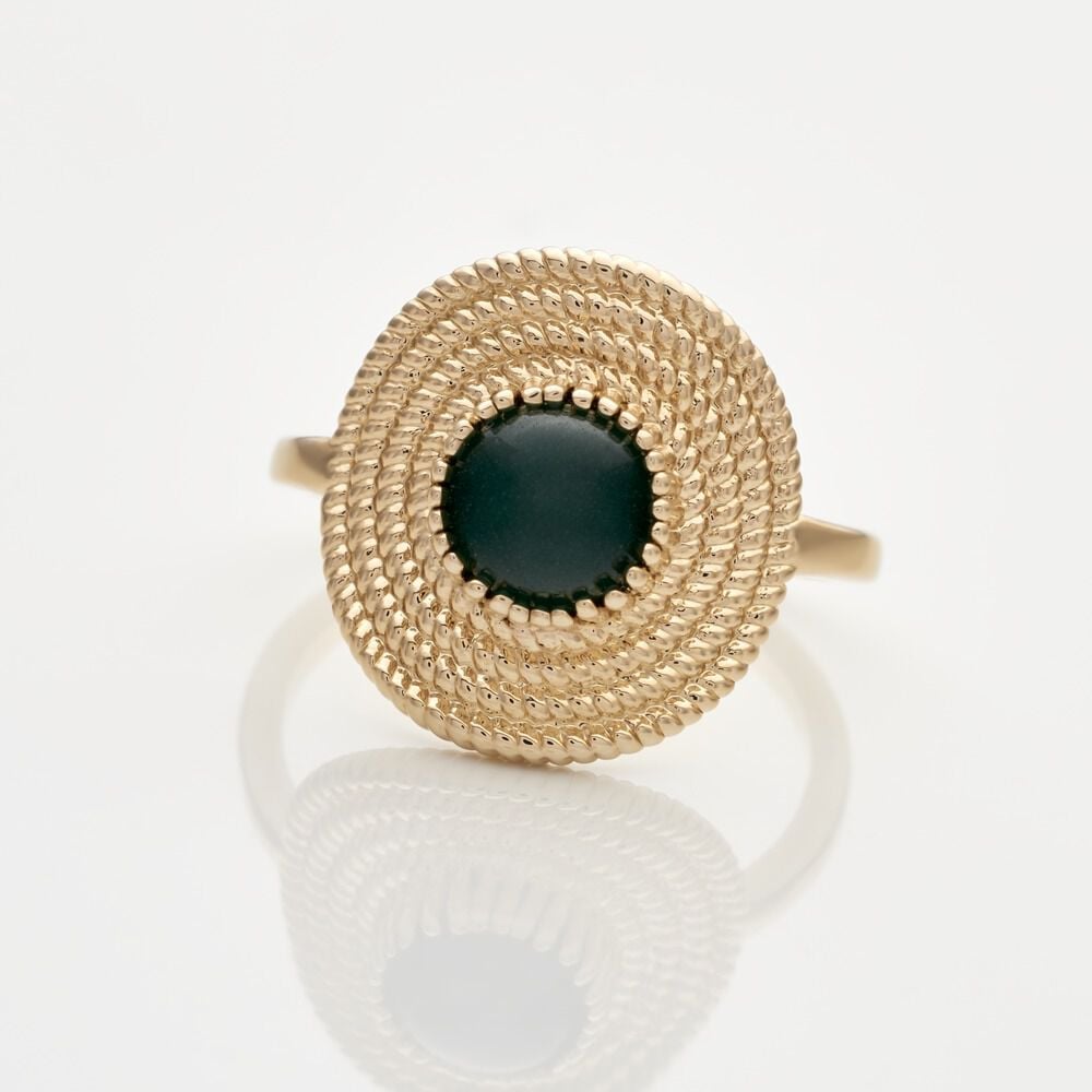 Bague Plaqué Or Ilia Ronde Perle Pierre Verte - Bagues de promesse Femme | Marc Orian
