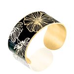 Bracelet Jonc Willem Acier Dore Smalto Noir - Bracelets joncs Femme | Marc Orian