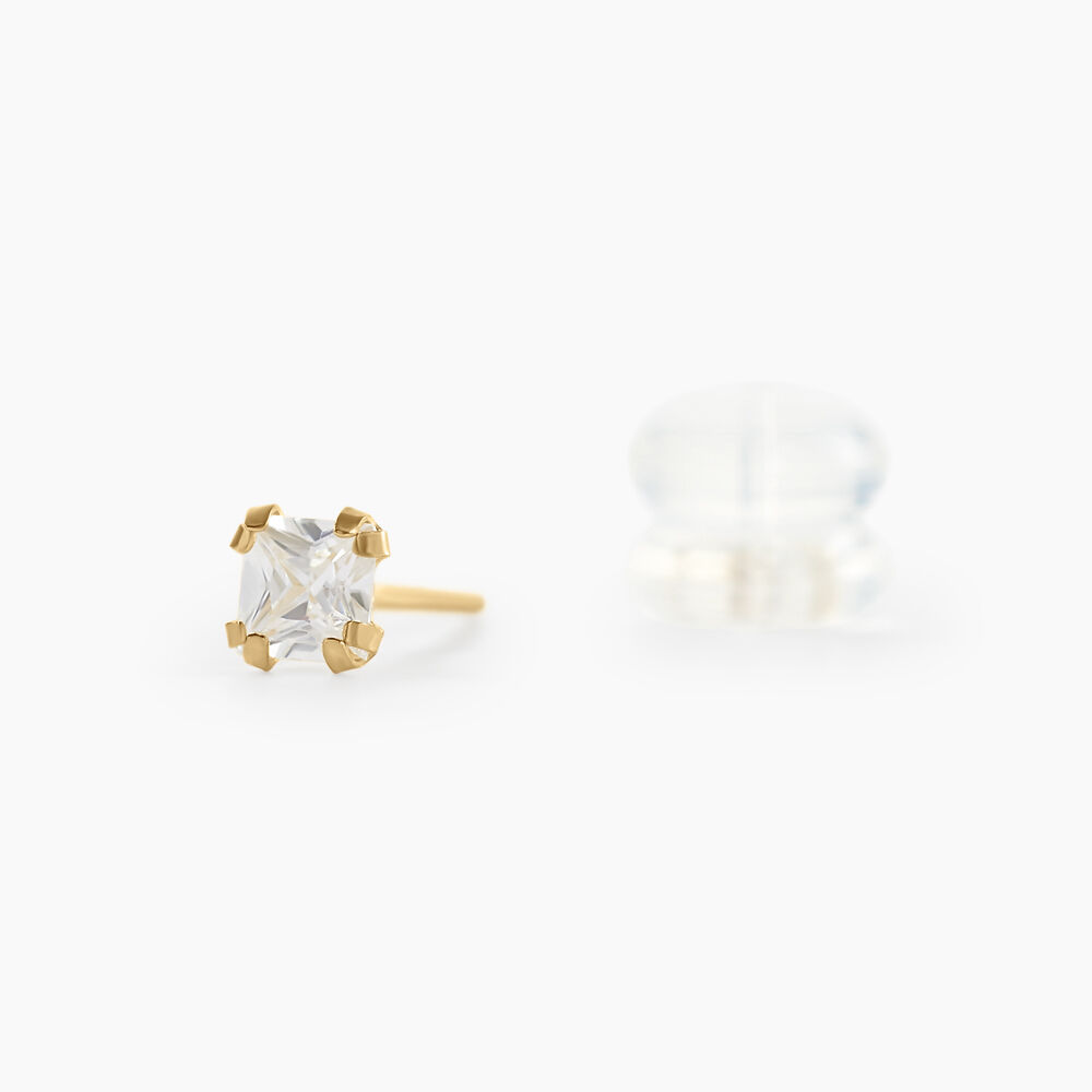 Boucles D'oreilles Puces Doreen Carre Or Jaune Oxyde De Zirconium - Puces Femme | Marc Orian