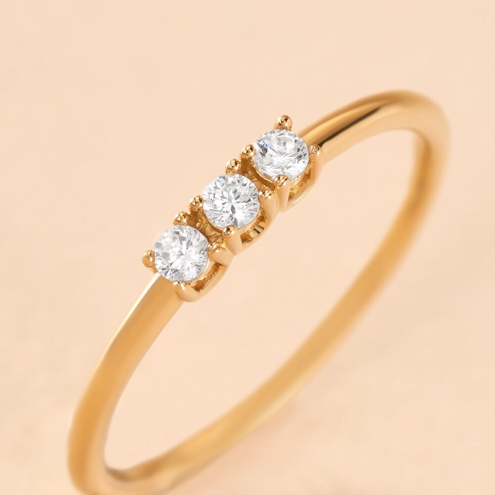 Bague Plaqué Or Jaune Shalice Oxydes De Zirconium - Bagues fiançailles Femme | Marc Orian