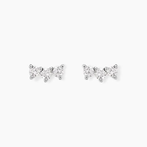 Boucles D'oreilles Puces Sigourney Argent Blanc Diamant Synth&eacute;tique - Puces Femme | Marc Orian