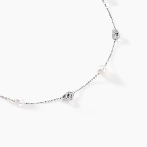 Collier Gaetane Argent Blanc Perle De Culture Oxyde De Zirconium - Colliers avec pierres Femme | Marc Orian