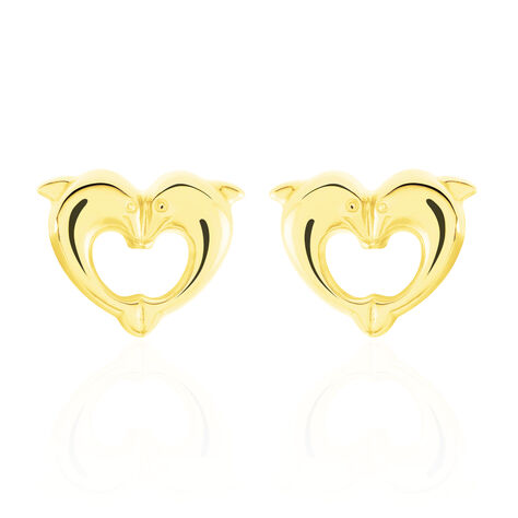 Boucles D'oreilles Puces Fulvie Double Dauphins Or Jaune - Clous d'oreilles Femme | Marc Orian