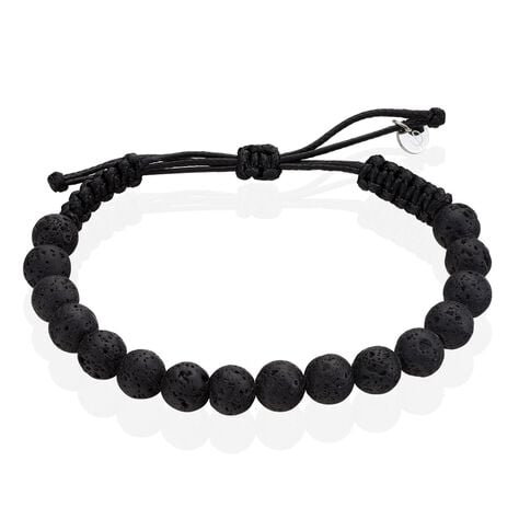 Bracelet Phebus Him Cordon Noir Pierre De Lave - Bracelets cordons Homme | Marc Orian