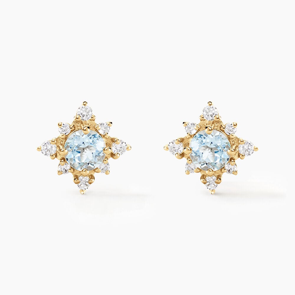 Boucles D'oreilles Puces Astrithr Or Jaune Topaze Oxyde De Zirconium - Puces Femme | Marc Orian