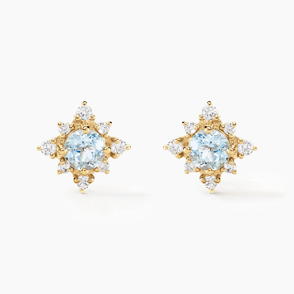 Boucles D'oreilles Puces Astrithr Or Jaune Topaze Oxyde De Zirconium - Puces Femme | Marc Orian