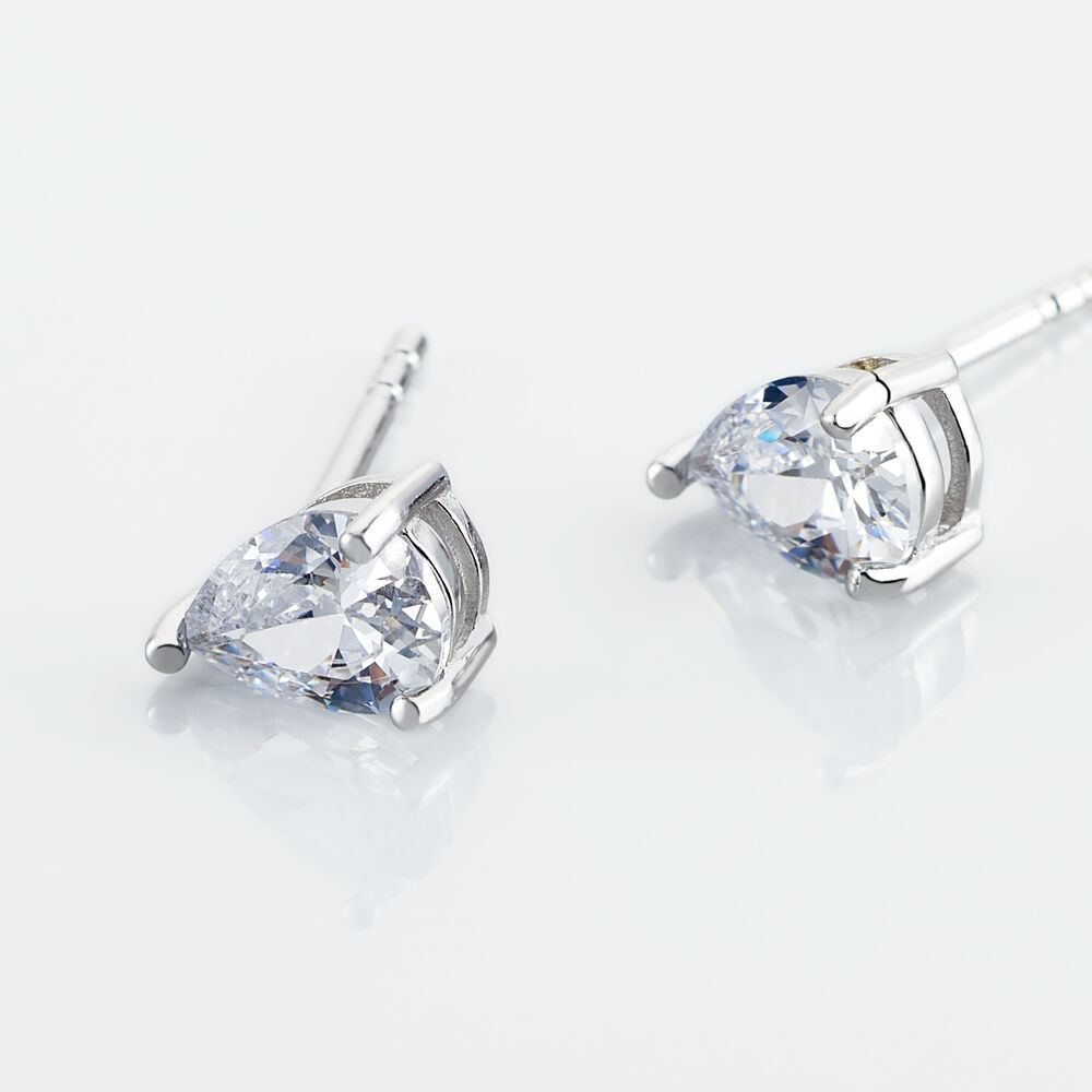Boucles D'oreilles Puces Clarysse Argent Blanc Oxyde De Zirconium - Puces Femme | Marc Orian