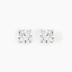 Boucles D'oreilles Puces Victoria Or Blanc Diamant - Clous d'oreilles Famille | Marc Orian
