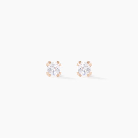 Boucles D'oreilles Puces Doreen Carre Or Rose Oxyde De Zirconium - Puces Femme | Marc Orian