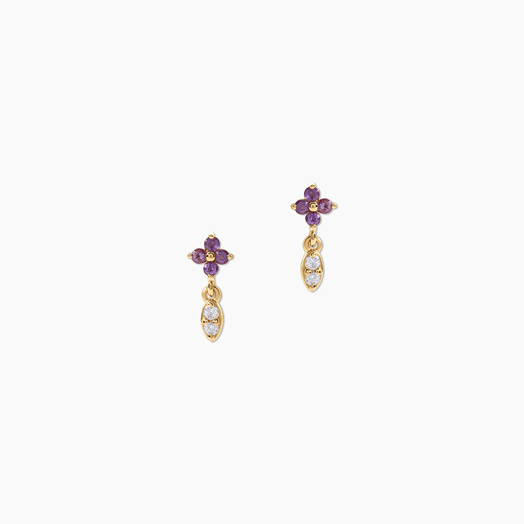 Boucles D'Oreilles Pendantes Jobeth Argent Dor&eacute; A L'Or 750/1000 Am&eacute;thyste Oxyde De Zirconium - Pendantes Femme | Marc Orian