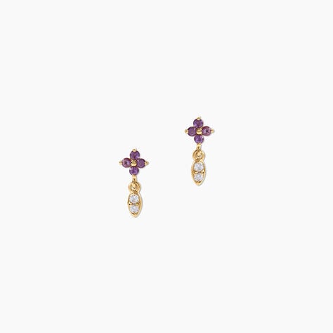 Boucles D'Oreilles Pendantes Jobeth Argent Dor&eacute; A L'Or 750/1000 Am&eacute;thyste Oxyde De Zirconium - Pendantes Femme | Marc Orian