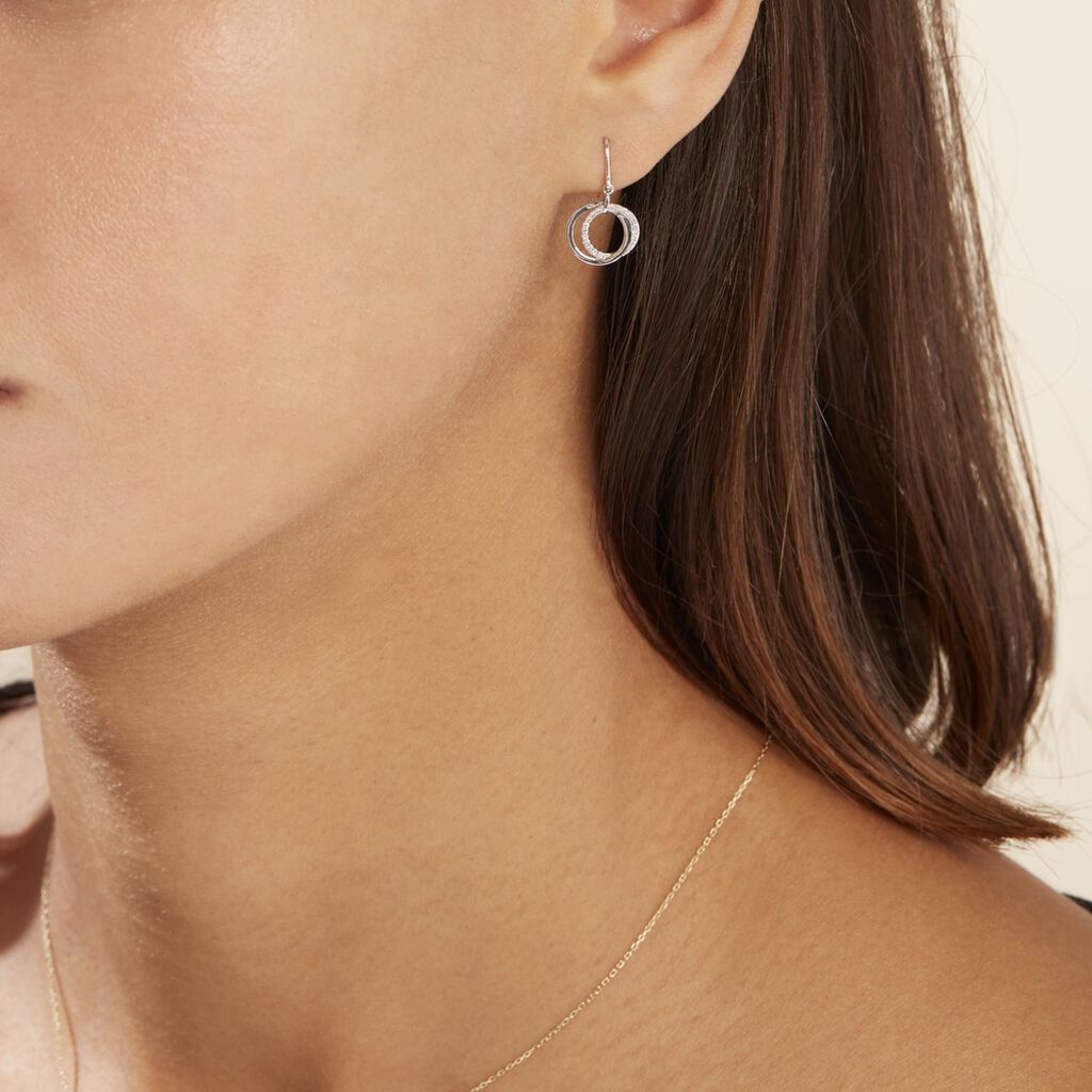 Boucles D'oreilles Pendantes Or Blanc Tresha Diamants - Boucles d'oreilles pierres précieuses Femme | Marc Orian