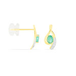 Boucles D'oreilles Puces Sagesse Or Jaune Emeraude Et Diamant - Puces Femme | Marc Orian