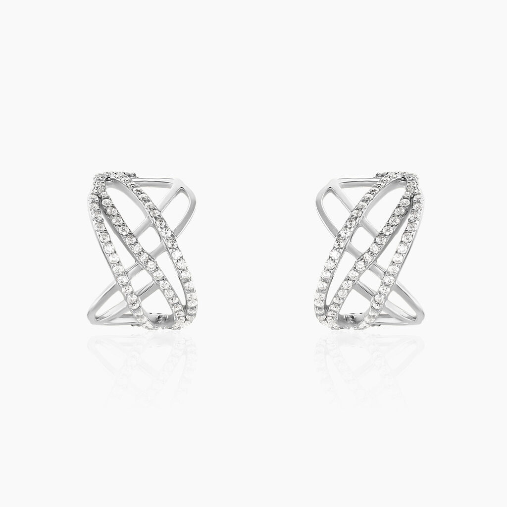 Cr&eacute;oles Marlow Argent Blanc Oxyde De Zirconium - Cr&eacute;oles Femme | Marc Orian