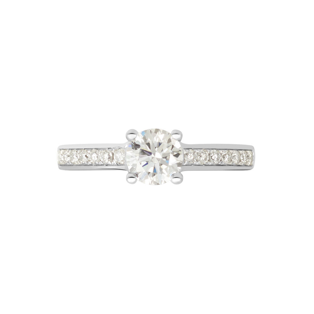 Bague Solitaire Accompagné Aramis Or Blanc Diamant Synthétique - Solitaires Femme | Marc Orian