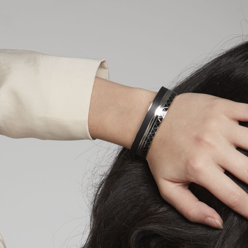 Bracelet Jonc Imagine Victoriano Acier Blanc Strass - Bracelets cuir Femme | Marc Orian