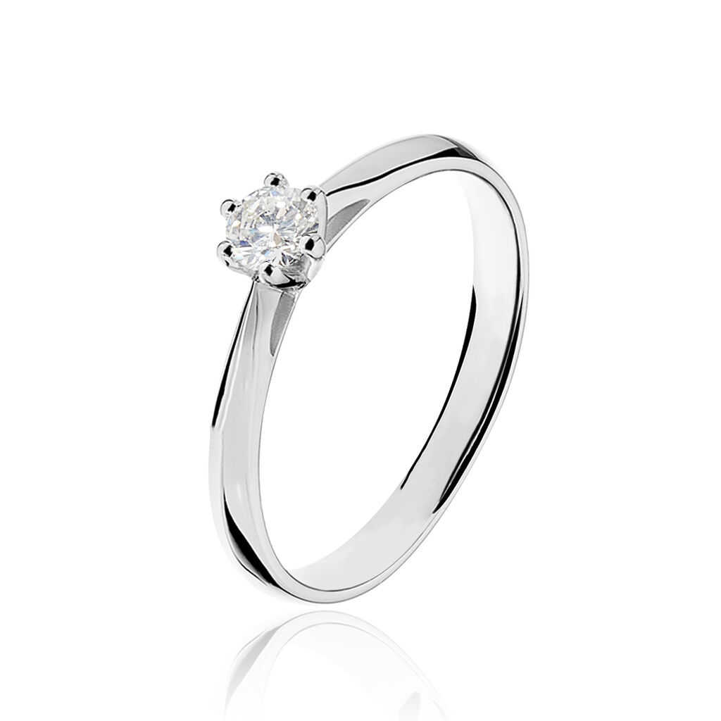 Bague Solitaire Veronika Or Blanc Diamant - Parures de mariage Femme | Marc Orian