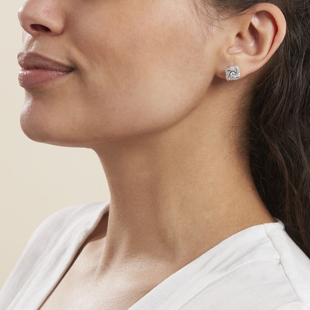 Boucles D'oreilles Puces Anasthase Argent Blanc Oxyde De Zirconium - Boucles d'oreilles Pendantes Femme | Marc Orian