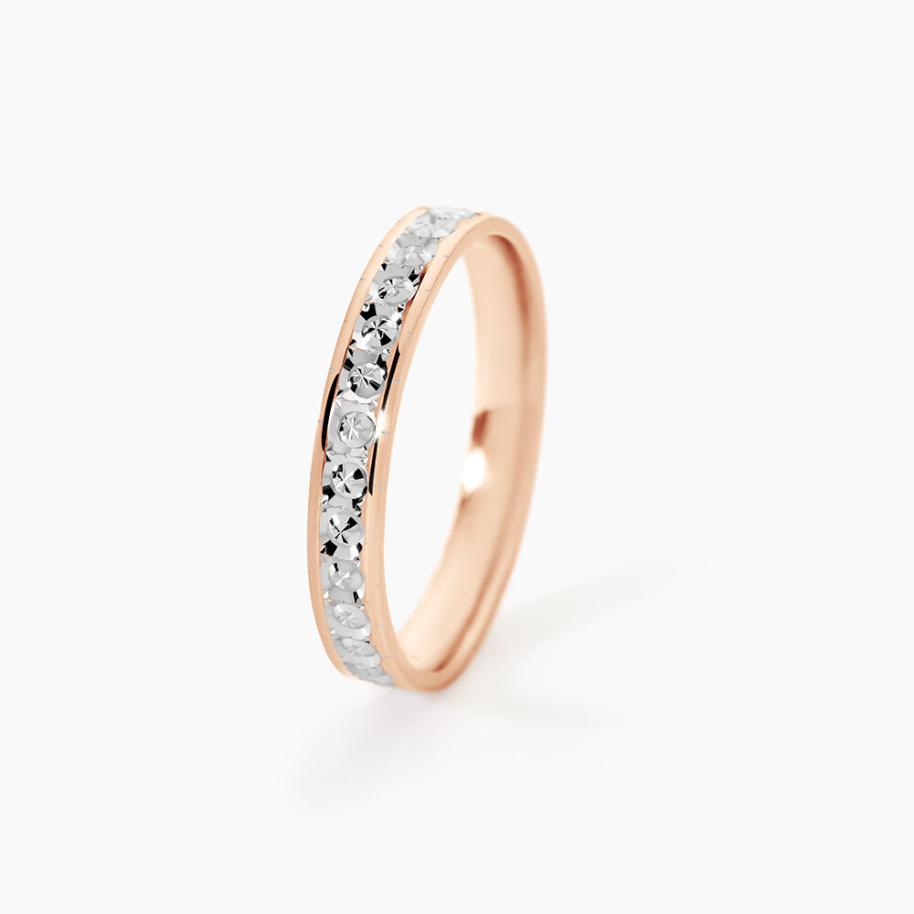 Alliance Fantaisie Diamantee Ruban Plat Or Bicolore - Alliances personnalis&eacute;es Unisex | Marc Orian