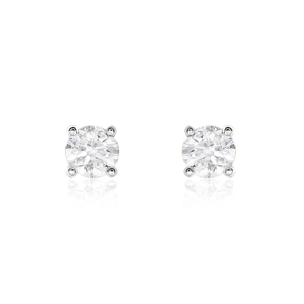 Boucles D'oreilles Puces Or Blanc Victoria Diamants - Puces Femme | Marc Orian