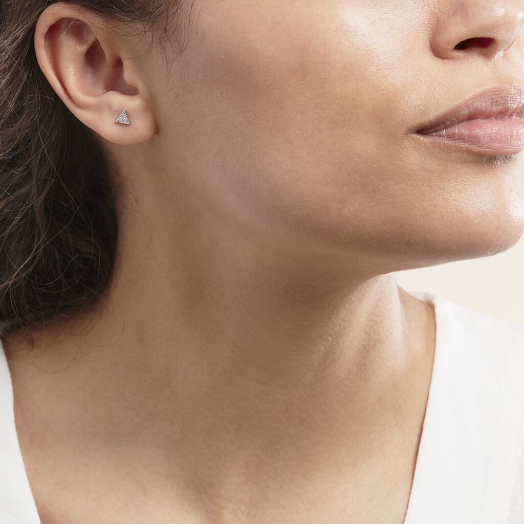 Boucles D'oreilles Puces Bartoumieu Argent Blanc Oxyde De Zirconium - Boucles d'oreilles Pendantes Femme | Marc Orian