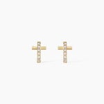 Boucles D'oreilles Puces Allie Croix Or Jaune Oxyde De Zirconium - Puces Femme | Marc Orian