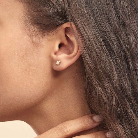 Boucles D'oreilles Puces Anne-maudae Double Coeurs Or Bicolore - Clous d'oreilles Femme | Marc Orian