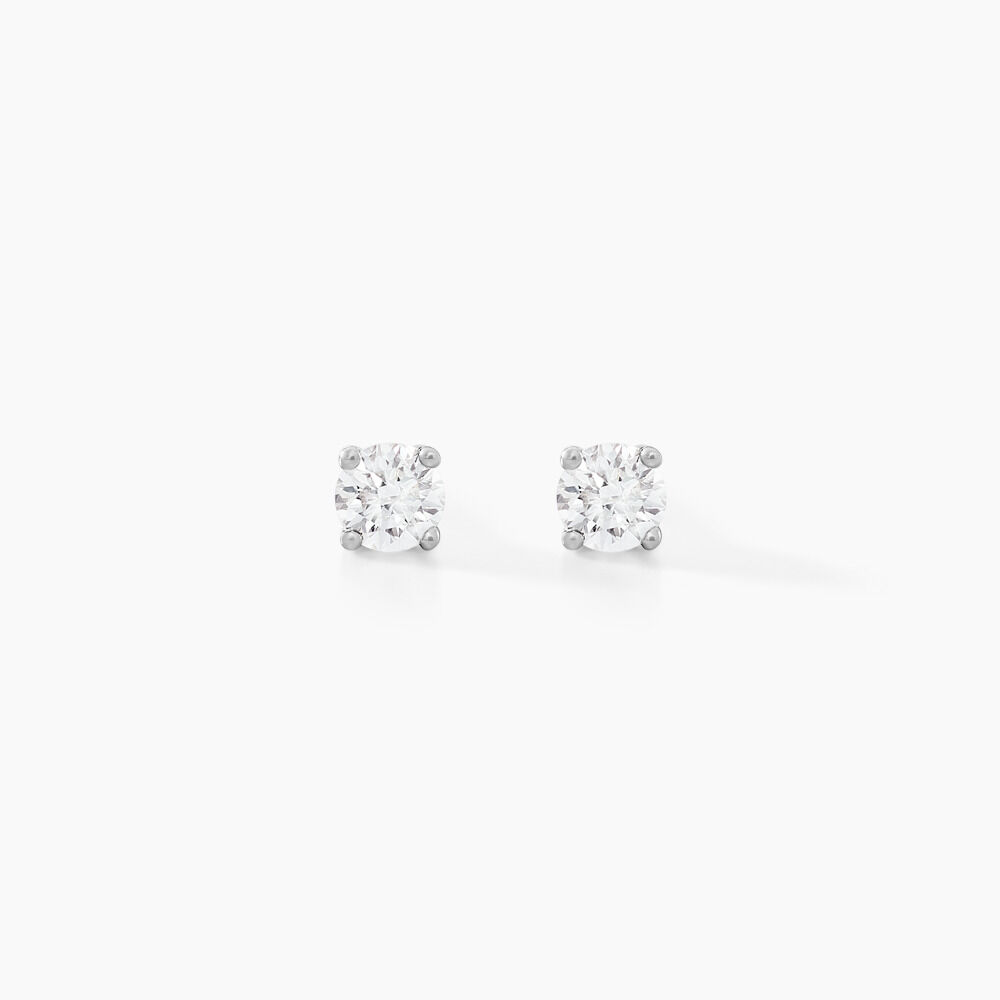 Boucles D'oreilles Puces Aphrodite Or Blanc Diamant - Puces Famille | Marc Orian