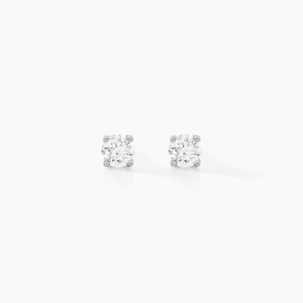 Boucles D'oreilles Puces Aphrodite Or Blanc Diamant - Puces Famille | Marc Orian