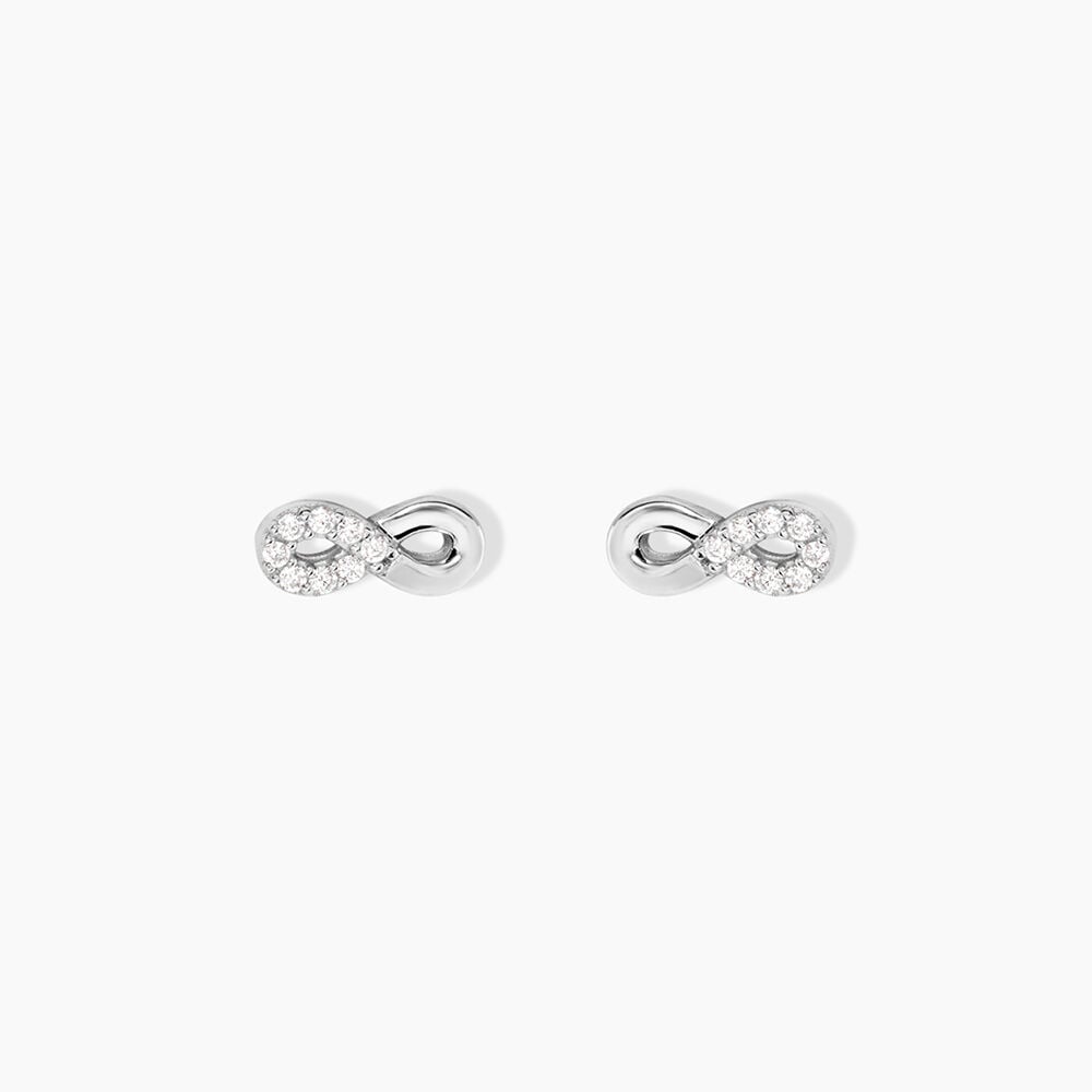Boucles D'Oreilles Puces Kara Argent Blanc Oxyde De Zirconium - Puces Femme | Marc Orian